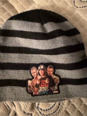 2012 WWE Striped Beanie Y2K Wrestling Hat OSFM